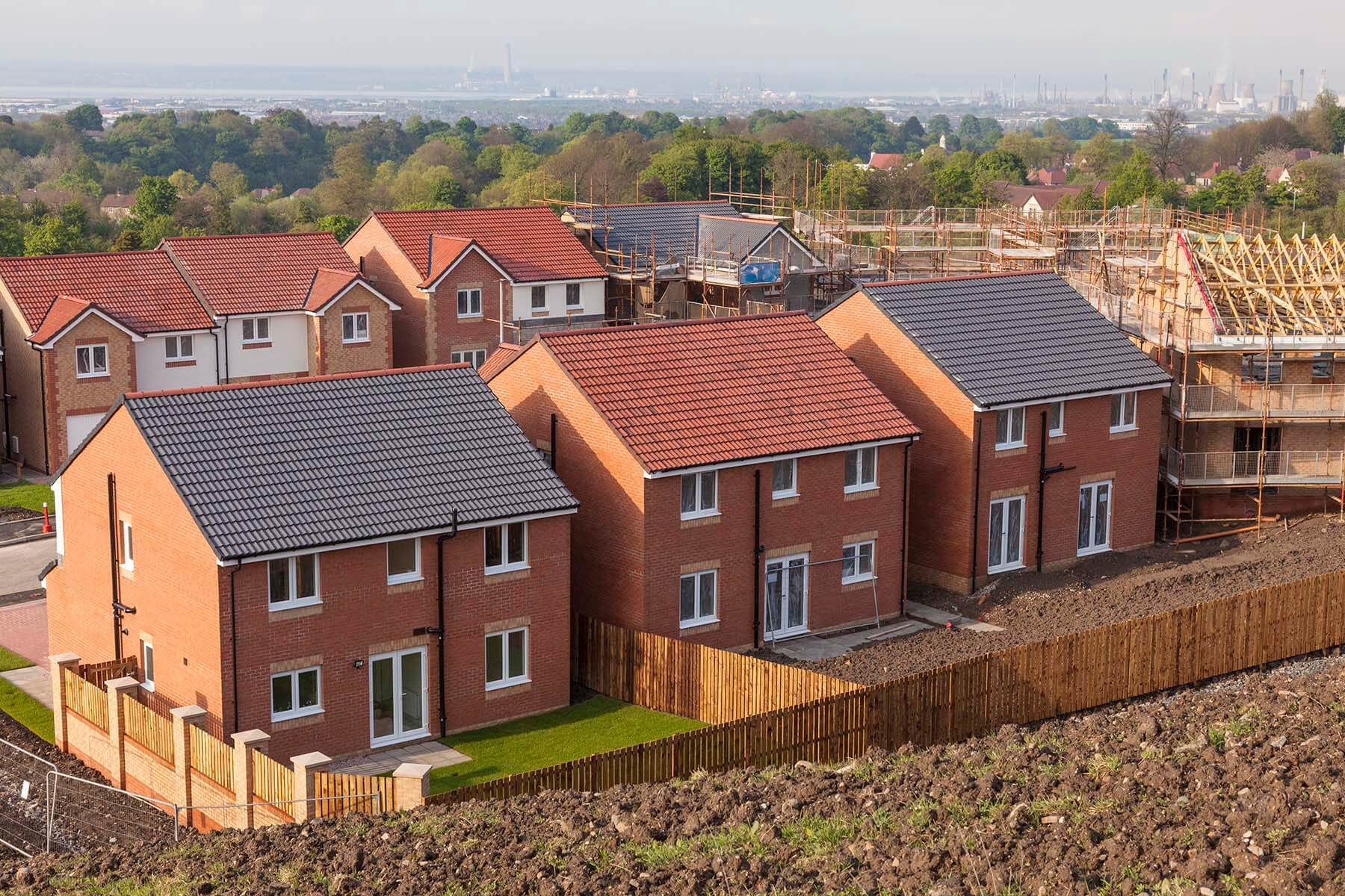 a collection of newly built homes