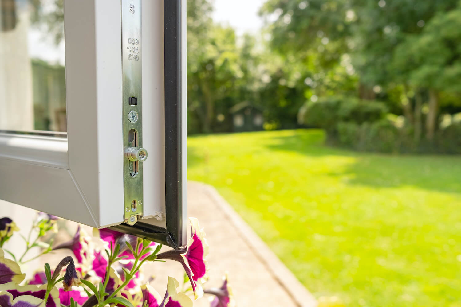 a closeup shot of window hardware